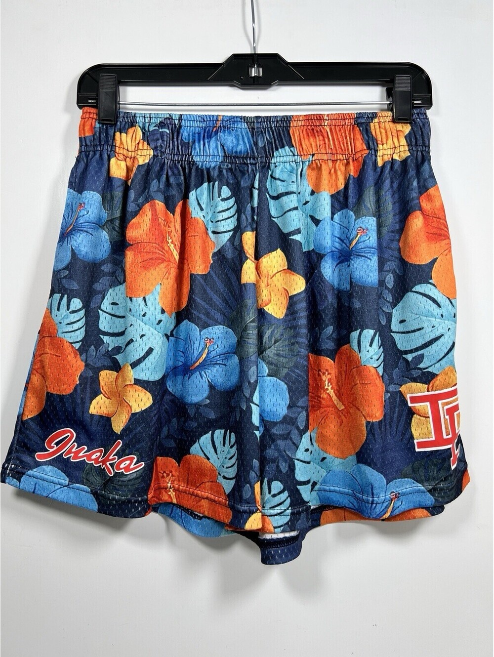 Inaka Power IP Floral Blue Shorts Sz XXL Mesh Gym Shorts Hawaiian Hibiscus